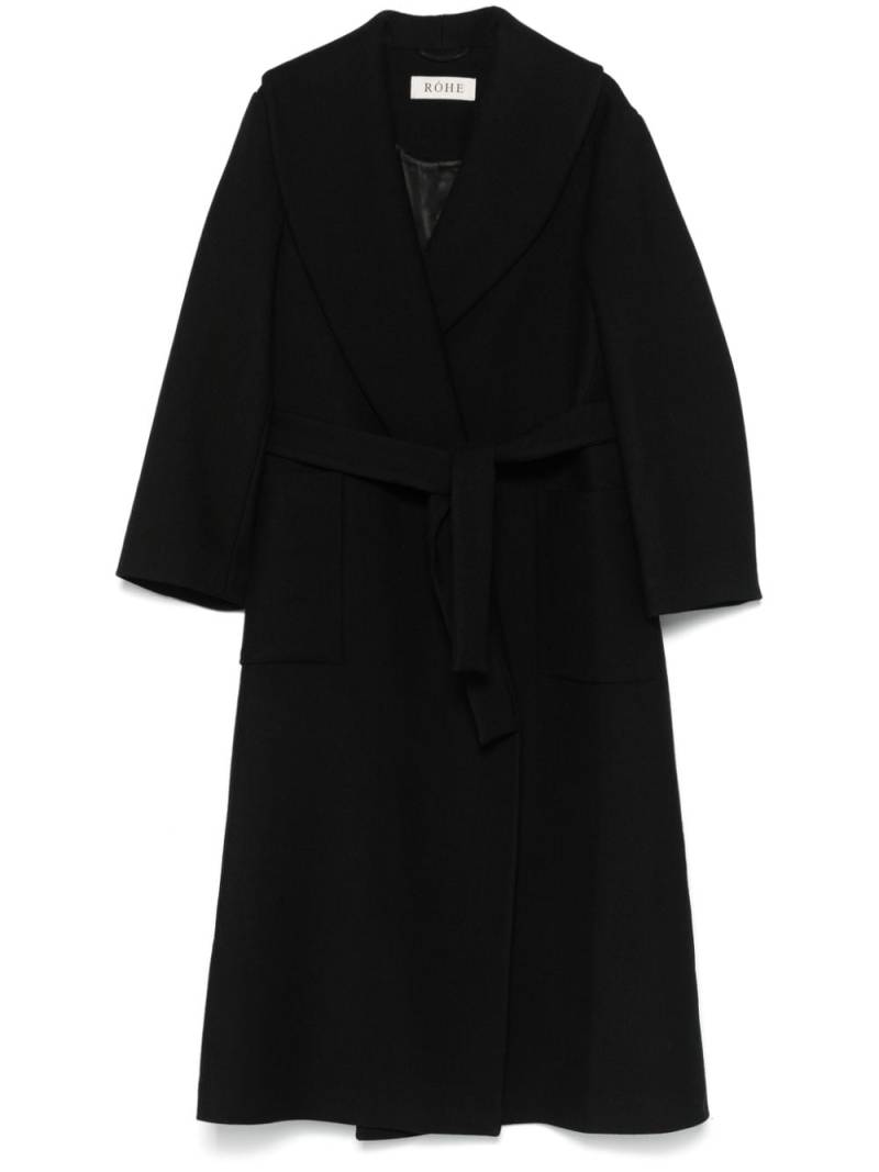 Róhe shawl-collar wrap coat - Black von Róhe