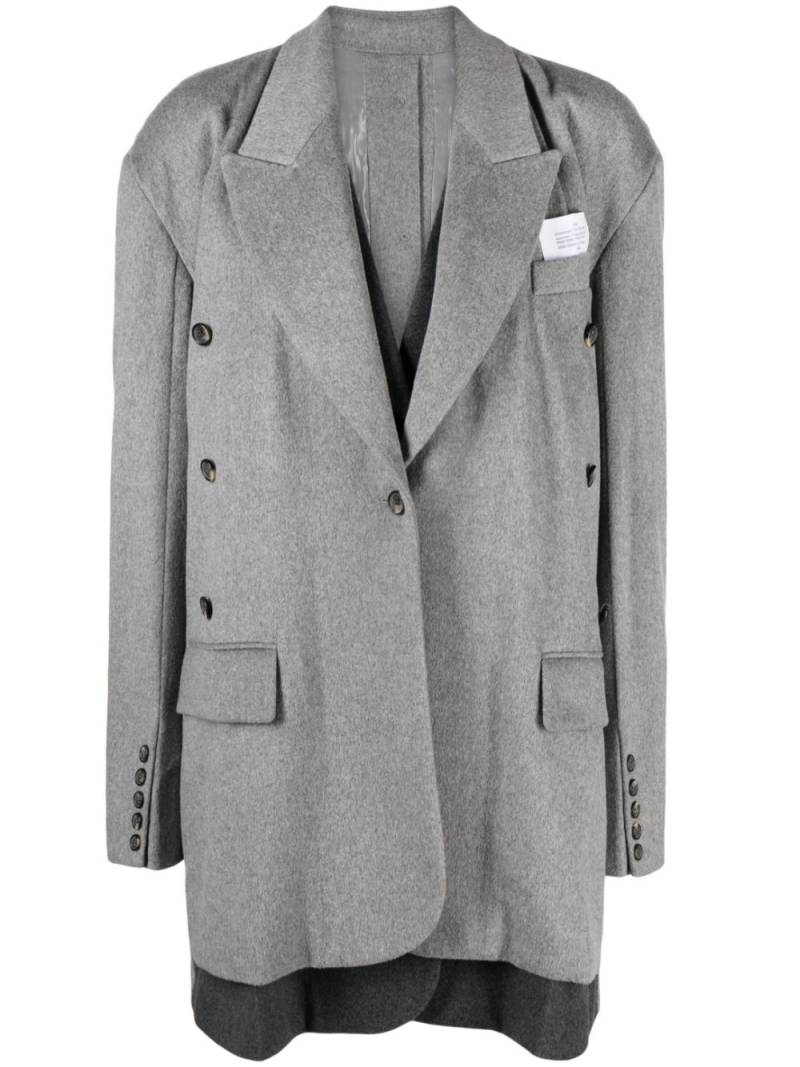 Rokh logo-patch single-breasted coat - Grey von Rokh