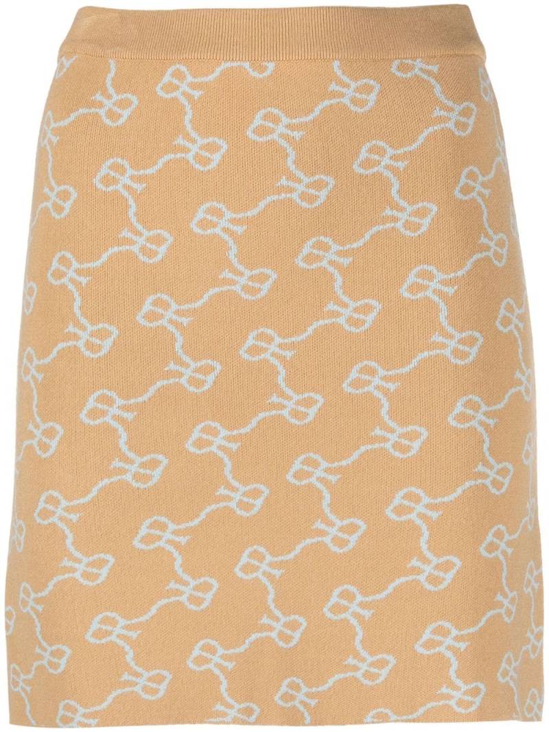 Rokh monogram pattern knitted skirt - Neutrals von Rokh