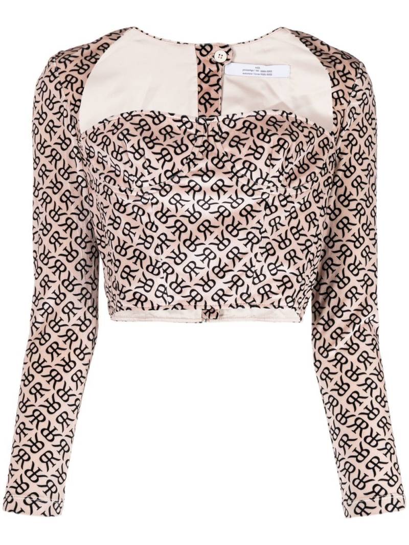 Rokh monogram-print bustier corset top - Neutrals von Rokh