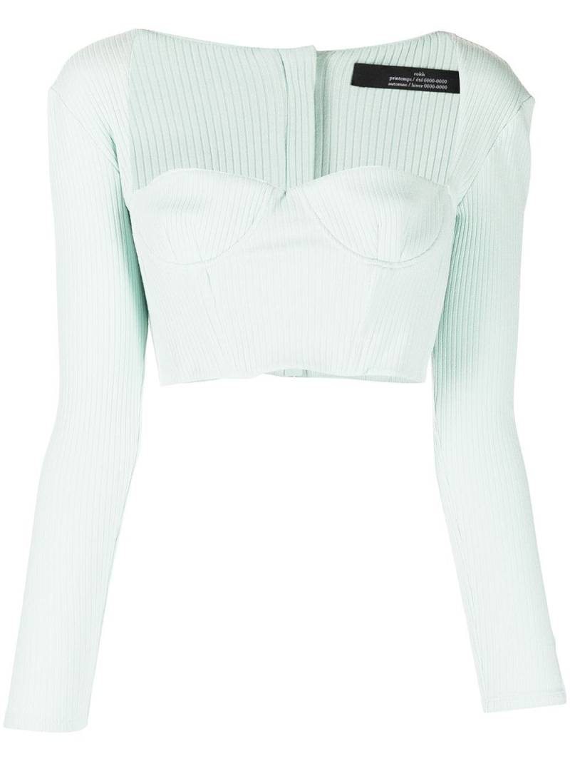 Rokh ribbed sweetheart-neck top - Green von Rokh