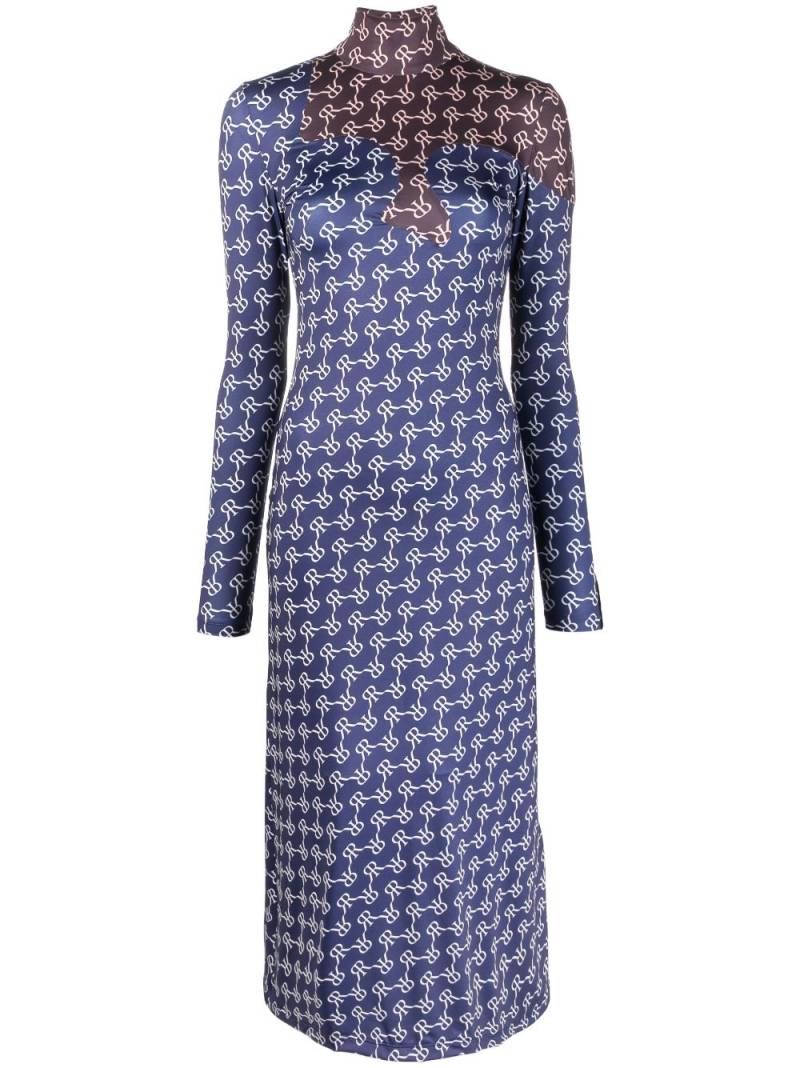 Rokh two-tone monogram midi dress - Blue von Rokh