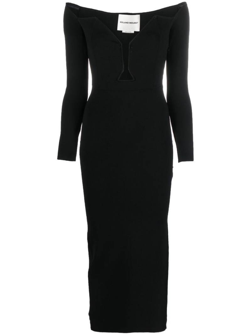 Roland Mouret V-neck long-sleeved maxi dress - Black von Roland Mouret