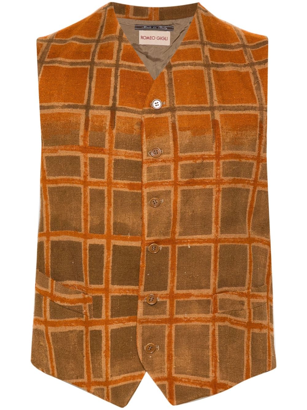 Romeo Gigli Pre-Owned 1990s check-pattern waistcoat - Orange von Romeo Gigli Pre-Owned