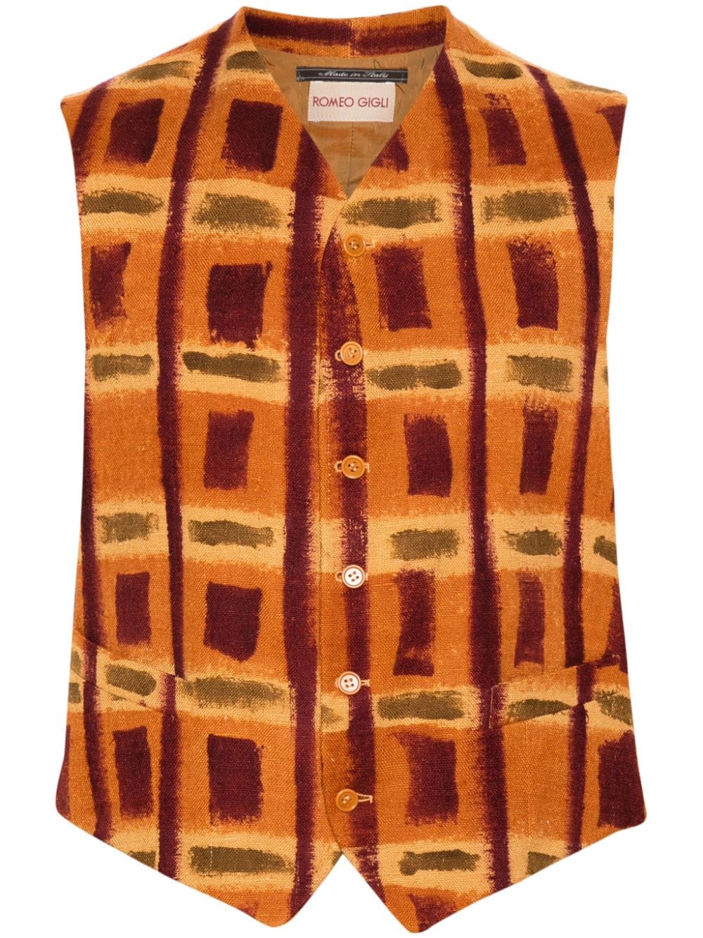 Romeo Gigli Pre-Owned 1990s geometric-print silk vest - Orange von Romeo Gigli Pre-Owned