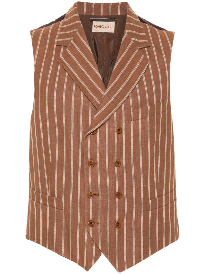 Romeo Gigli Pre-Owned 1990s striped ramie vest - Brown von Romeo Gigli Pre-Owned