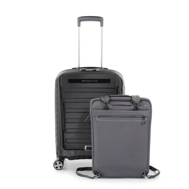 Double Premium Carry-On Spinner erweiterbar Grau von Roncato