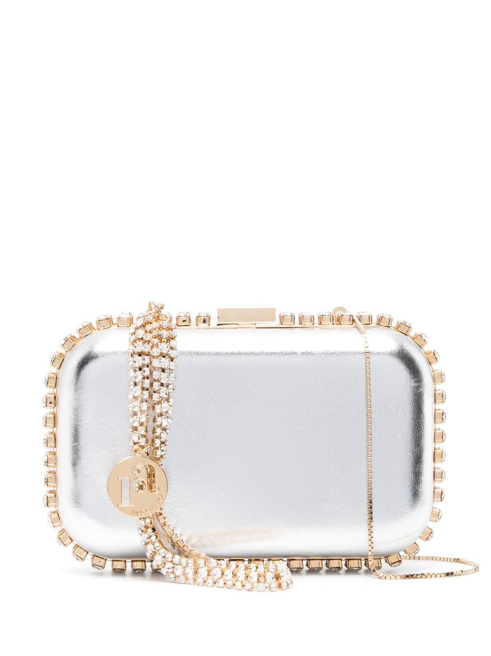 Rosantica Clio crystal-embellished leather clutch bag - Silver von Rosantica