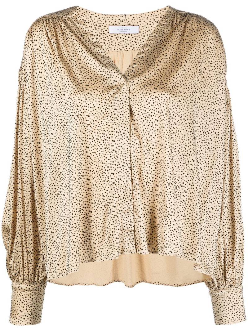 Roseanna dot-print V-neck blouse - Neutrals von Roseanna