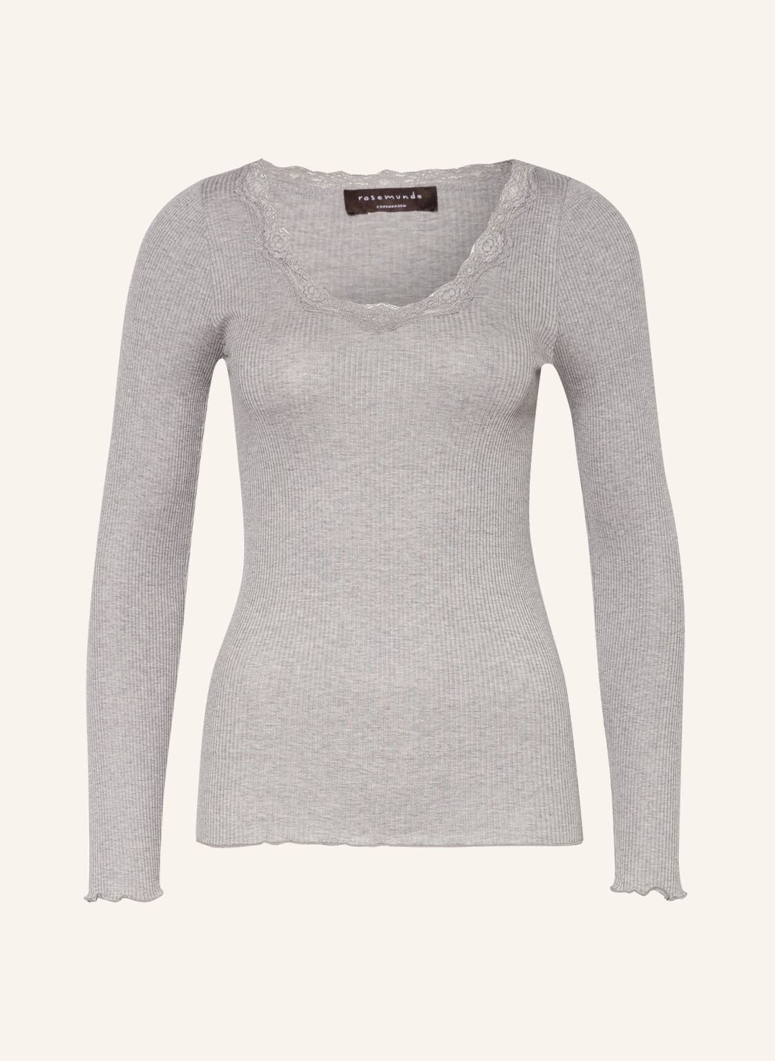 Rosemunde Longsleeve Babette Aus Seide Mit Spitzenbesatz grau Rosemunde Longsleeve Babette Aus Seide Mit Spitzenbesatz grau von Rosemunde