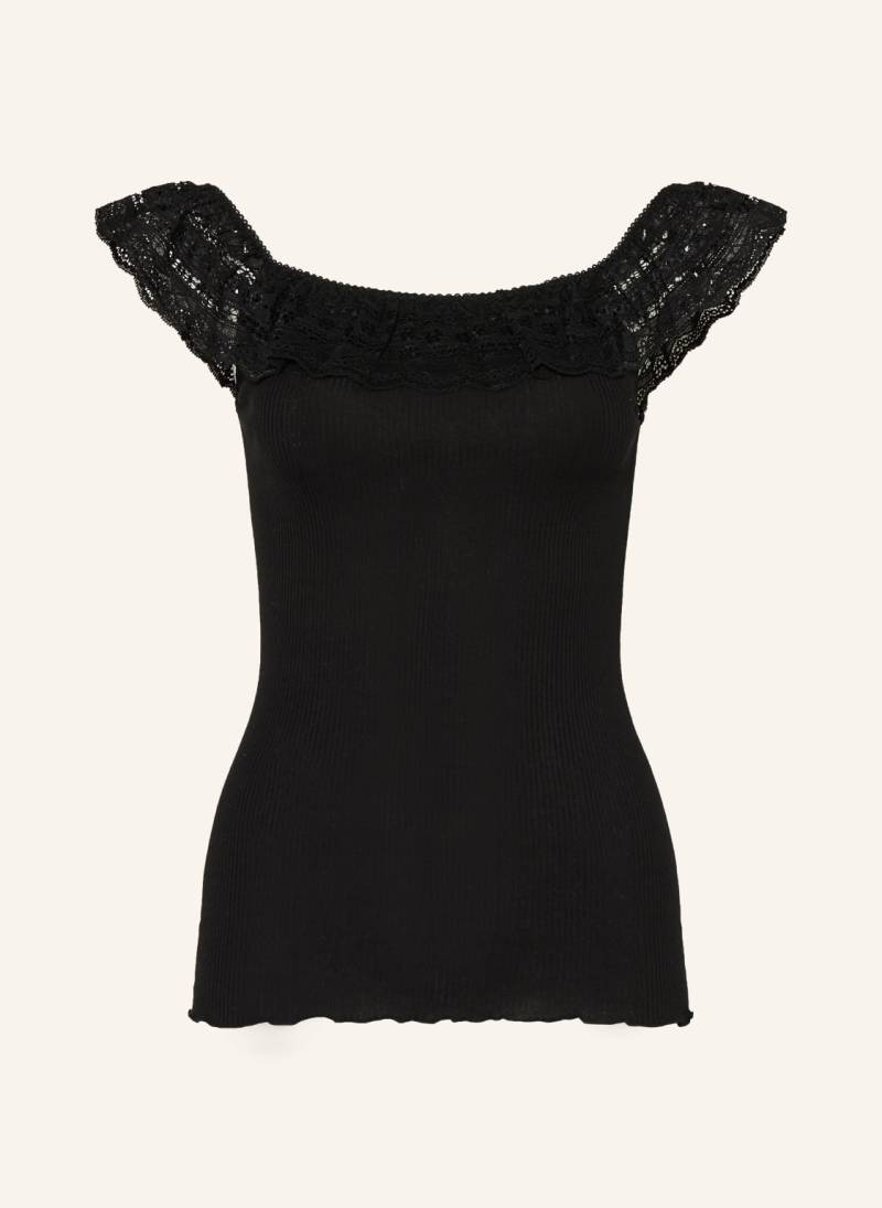 Rosemunde Off-Shoulder-Seidentop Mit Spitze schwarz von Rosemunde