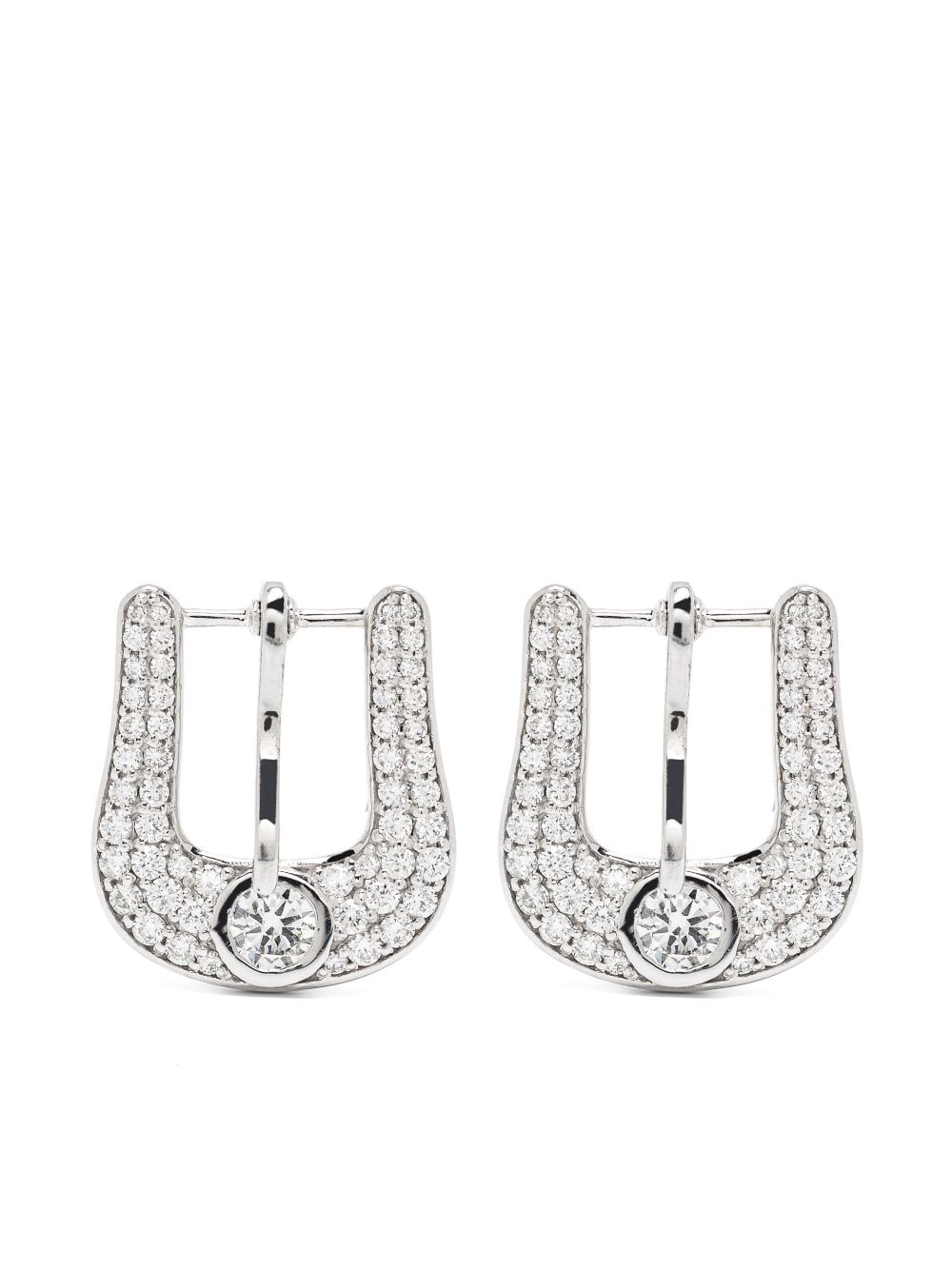 Roses Metals 14kt white gold buckle-motif diamond earrings - Silver von Roses Metals