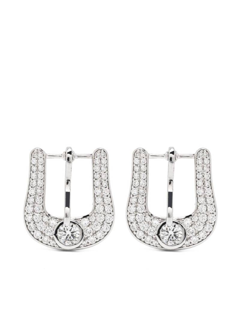 Roses Metals 14kt white gold buckle-motif diamond earrings - Silver von Roses Metals