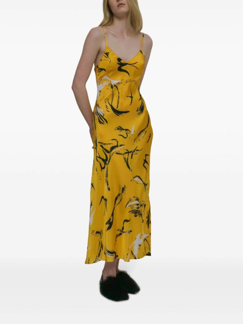 Rosetta Getty Painted Birds-print slip dress - Yellow von Rosetta Getty