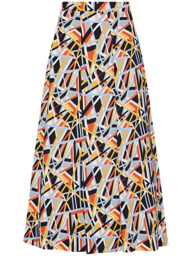 Rosetta Getty abstract-print pleat-detail maxi skirt - Orange von Rosetta Getty