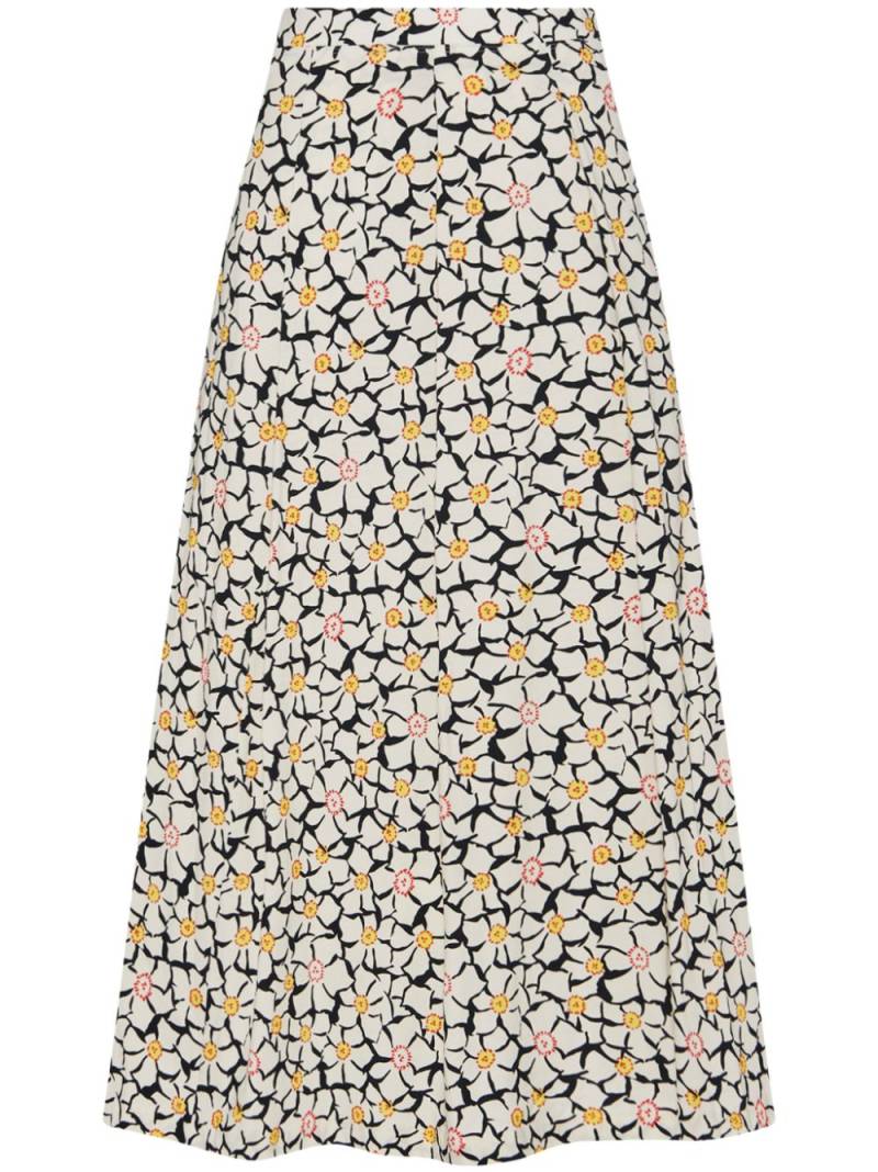 Rosetta Getty floral-print pleat-detail maxi skirt - Neutrals von Rosetta Getty