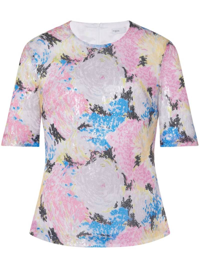 Rosetta Getty floral-print sequin-embellished T-shirt - Pink von Rosetta Getty