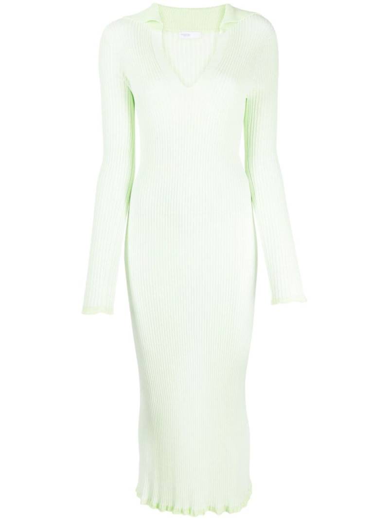 Rosetta Getty long-sleeved ribbed polo dress - Green von Rosetta Getty