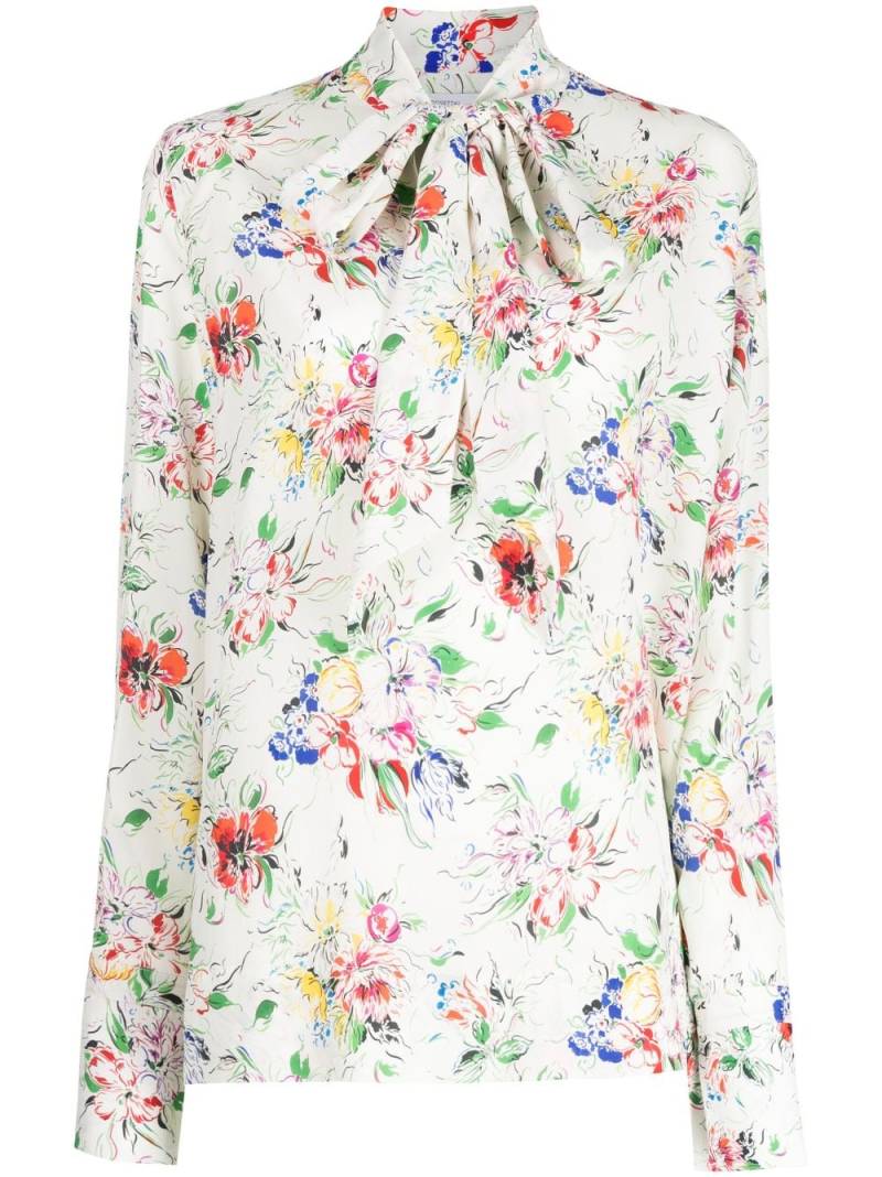 Rosetta Getty scarf-neck floral-print blouse - White von Rosetta Getty