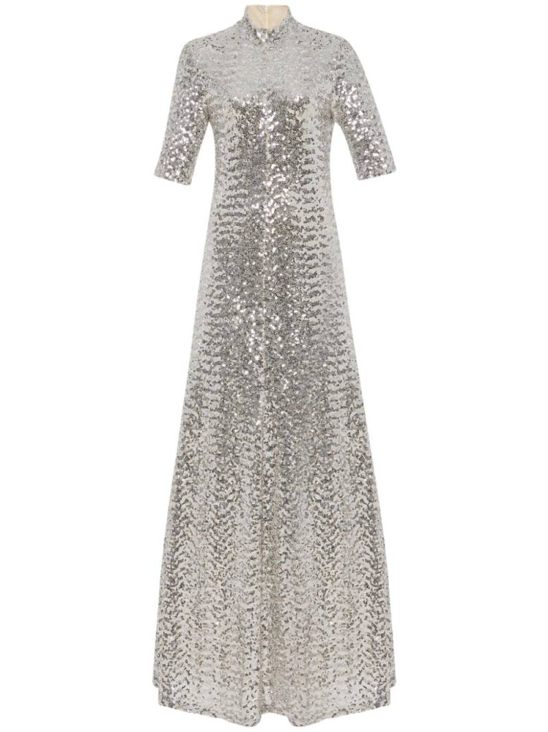 Rosetta Getty zip-up high-neck gown - Silver von Rosetta Getty