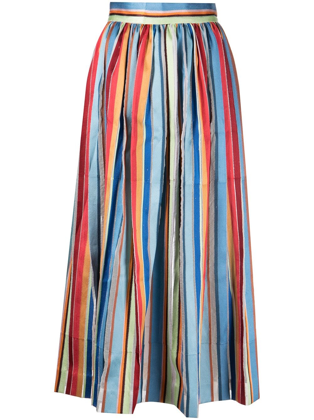 Rosie Assoulin Gathered Embroidered Stripe Skirt - Blue von Rosie Assoulin