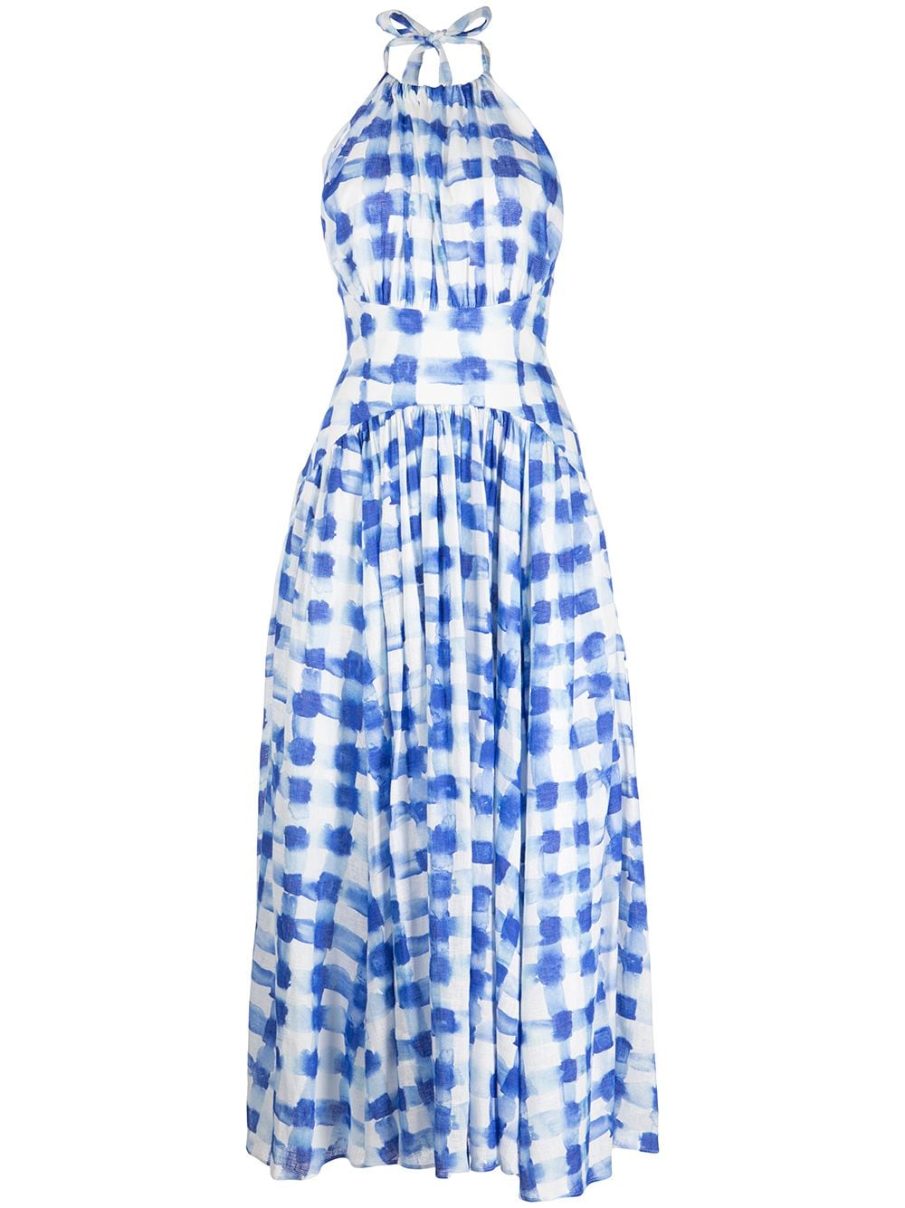 Rosie Assoulin check-print halterneck maxi dress - Blue von Rosie Assoulin