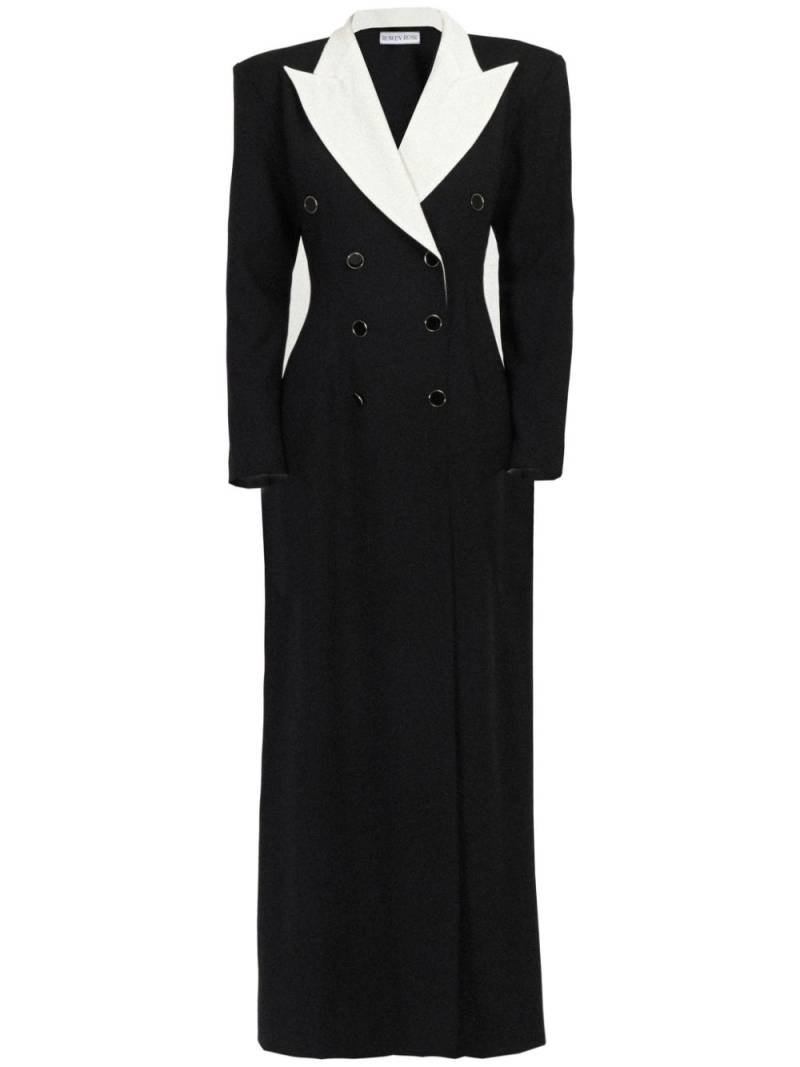 Rowen Rose contrasting-collar tuxedo maxi dress - Black von Rowen Rose