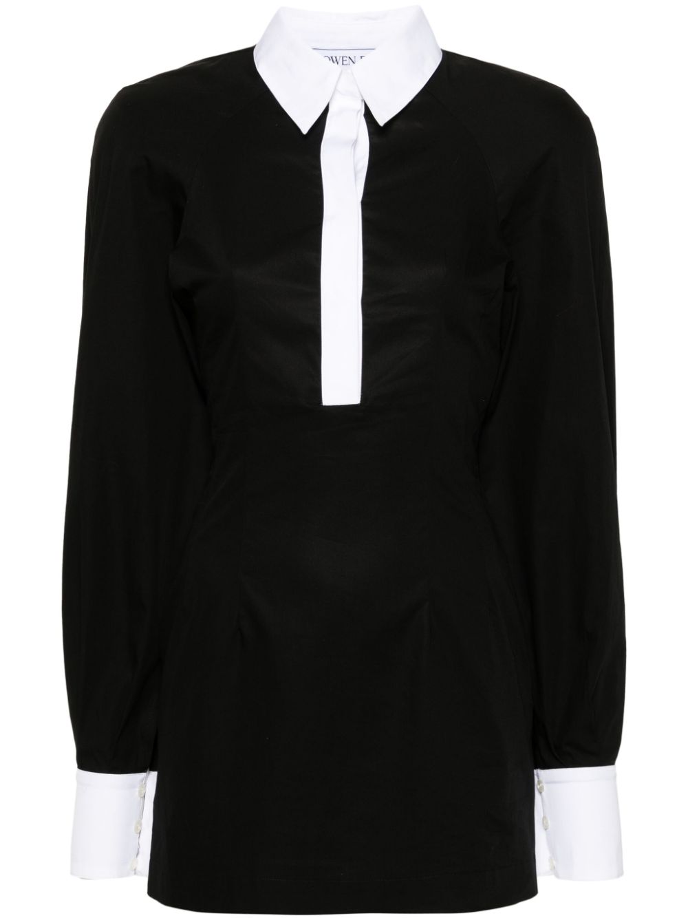 Rowen Rose contrasting-trim cotton shirtdress - Black von Rowen Rose