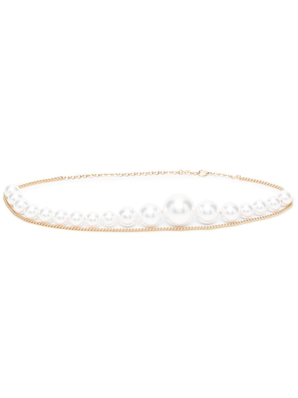 Rowen Rose faux-pearl chain belt - White von Rowen Rose