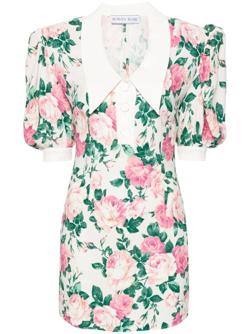 Rowen Rose floral-print oversized-collar minidress - White von Rowen Rose