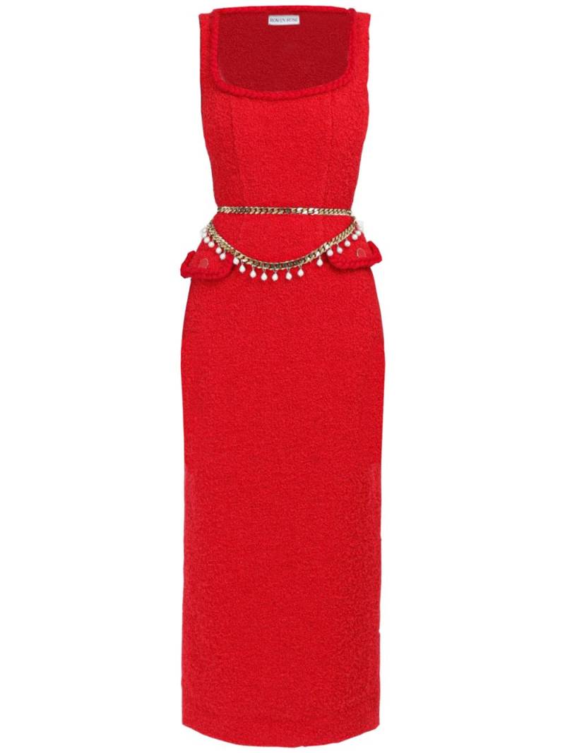 Rowen Rose sleeveless tweed maxi dress - Red von Rowen Rose