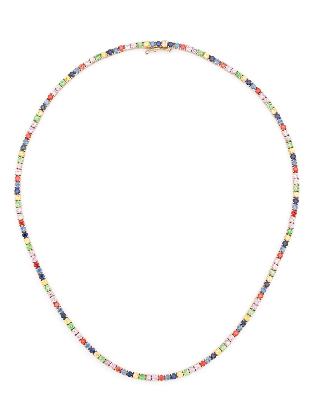 Roxanne First 14kt yellow gold Graduated Rainbow sapphire tennis necklace von Roxanne First