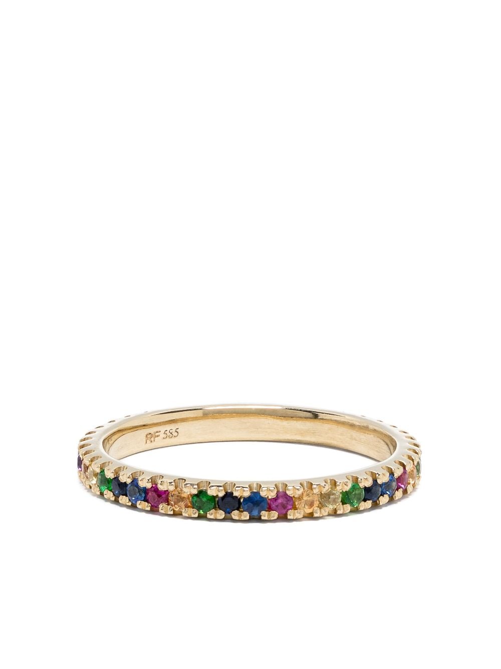 Roxanne First 14kt yellow gold Rainbow sapphire eternity band ring von Roxanne First