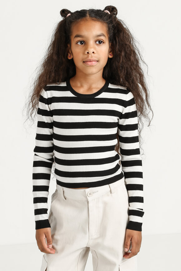 Ruby Girls Gerippter Crop Strickpullover | Schwarz + Hellbeige | Mädchen  | 10 von Ruby Girls