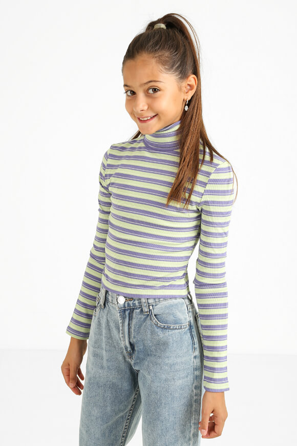 Ruby Girls Geripptes Crop Langarmshirt | Lila + Grün | Mädchen  | 12 von Ruby Girls