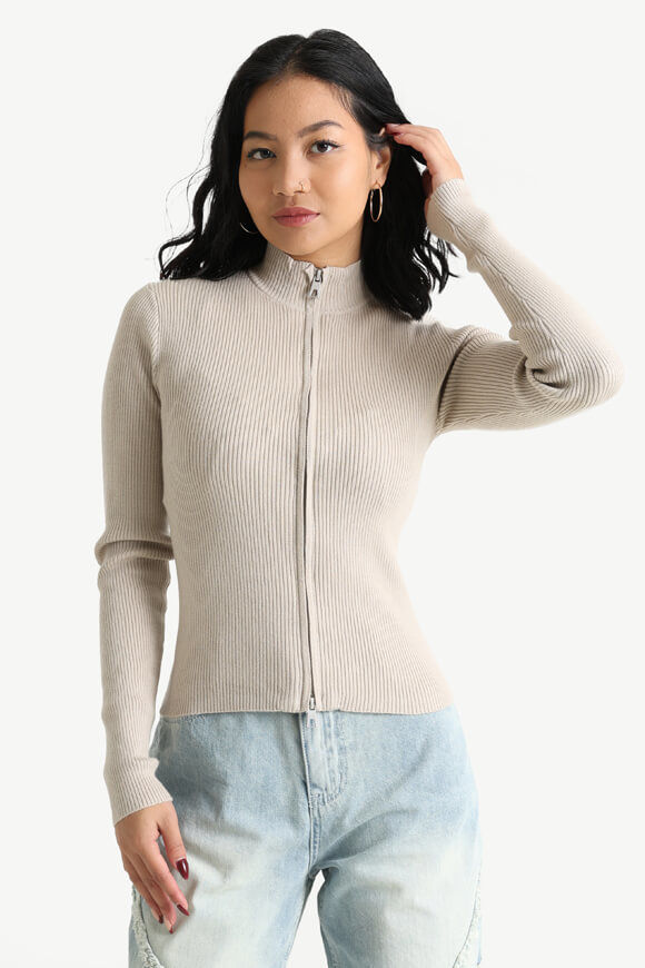 Ruby Gerippte Strickjacke | Beige | Damen  | L von Ruby