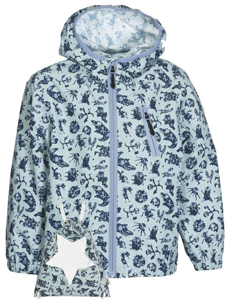 Kinder Regenjacke Travelino Blue Surf Monster Jungen Türkisblau 74 von Rukka