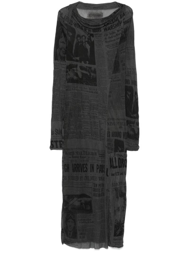 Rundholz newspaper-print midi dress - Grey von Rundholz