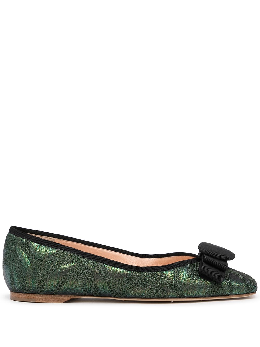 Rupert Sanderson square-toe bow-detail ballerinas - Green von Rupert Sanderson