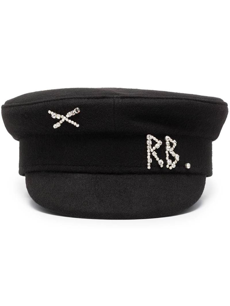 Ruslan Baginskiy crystal-embellished baker boy hat - Black von Ruslan Baginskiy