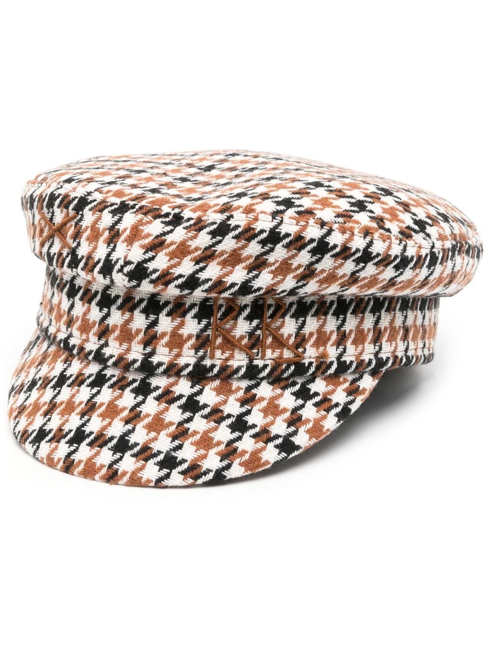 Ruslan Baginskiy embroidered-logo houndstooth baker boy cap - Brown von Ruslan Baginskiy