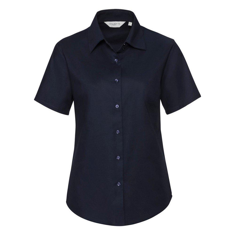 Russell - Collection Easy Care Oxford Bluse, Kurzarm, für Damen, Marine, Größe 3XL von Russell