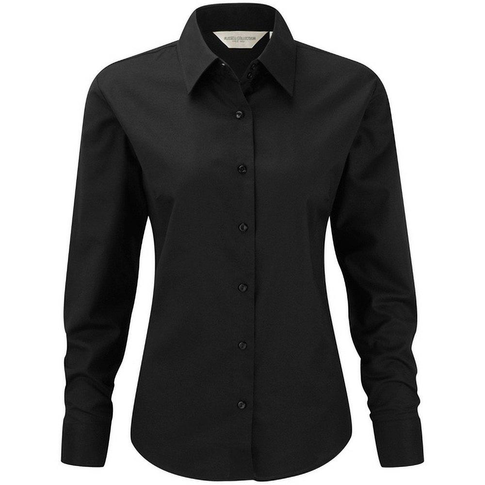 Russell - Collection Easy Care Oxford Bluse, Langarm, für Damen, Schwarz, Größe 3XL von Russell