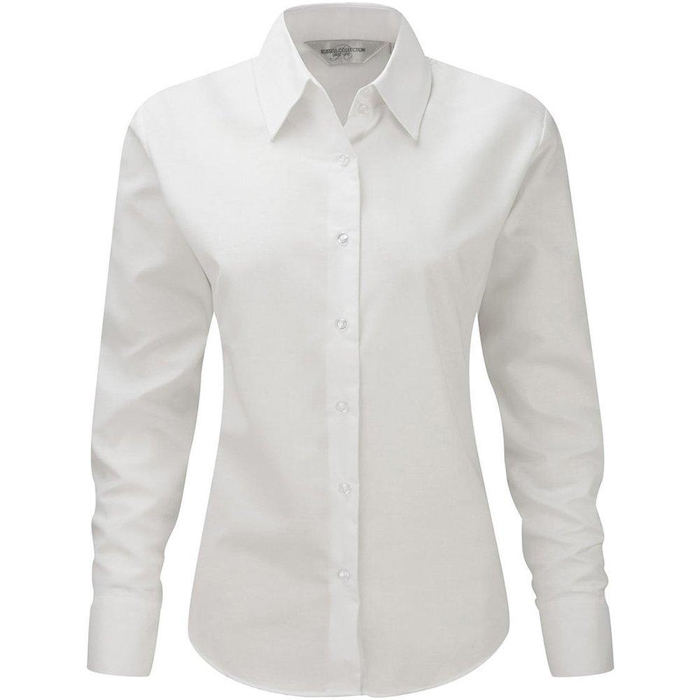 Russell - Collection Easy Care Oxford Bluse, Langarm, für Damen, Weiss, Größe 5XL von Russell