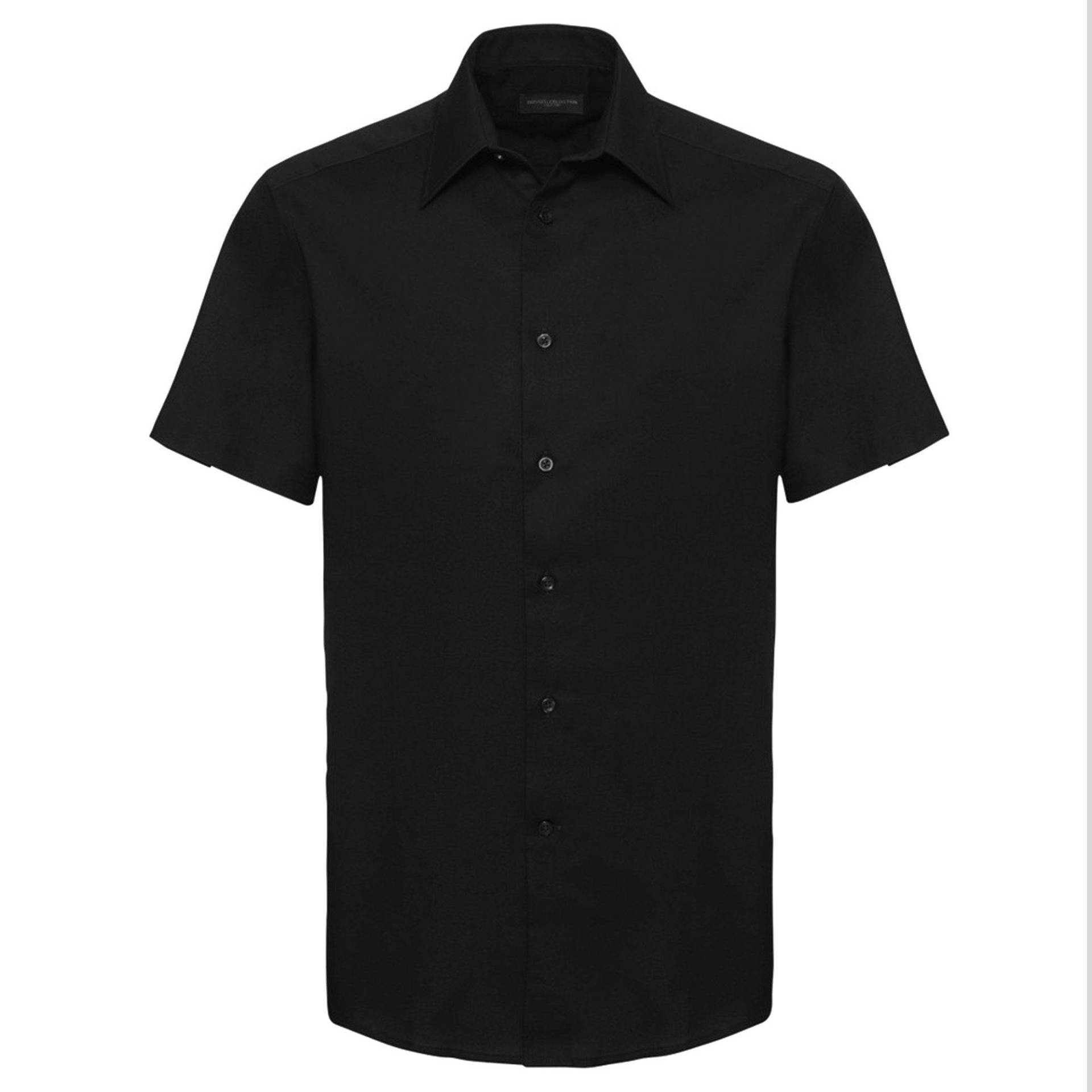 Russell - Collection Oxford Hemd, Kurzarm, pflegeleicht, für Herren, Schwarz, Größe 47 von Russell