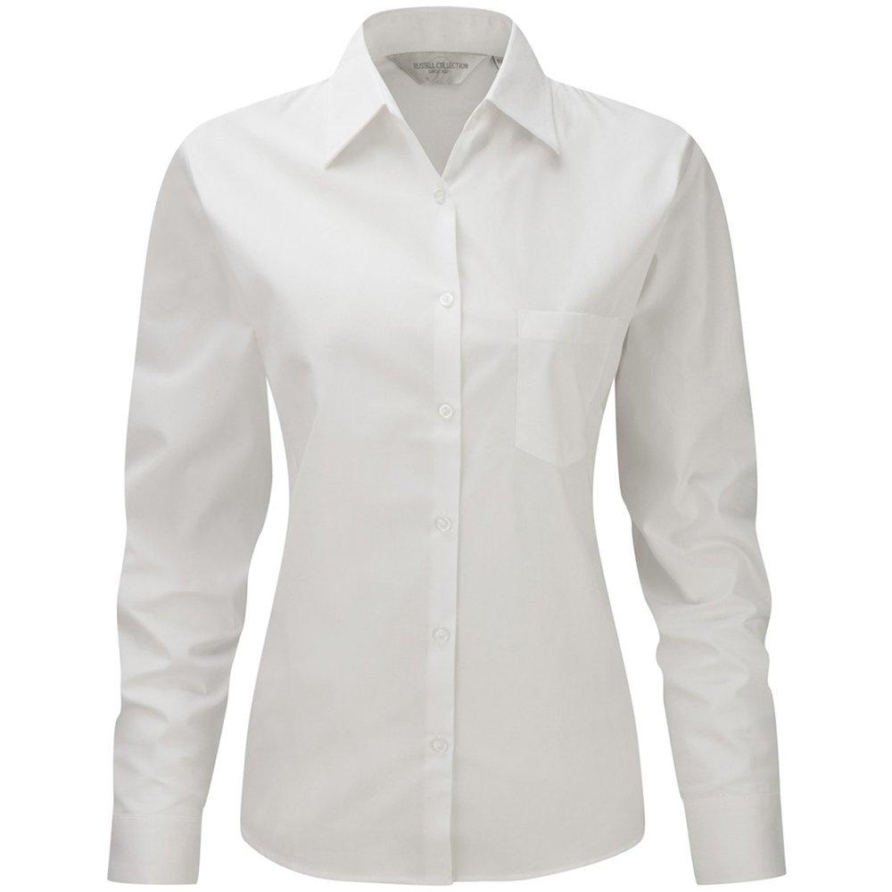 Russell - Jerzees BaumwollHemd Bluse Arbeitsbluse, langärmlig, für Damen, Weiss, Größe S von Russell