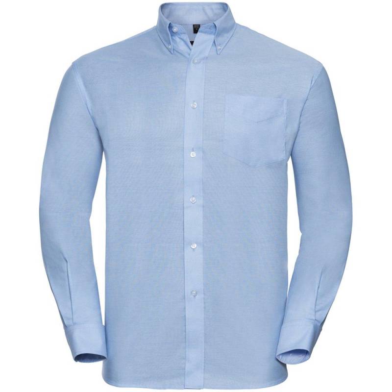 Russell - Collection Easy Care Oxford Bluse, Langarm, für Damen, Blau, Größe 3XL von Russell