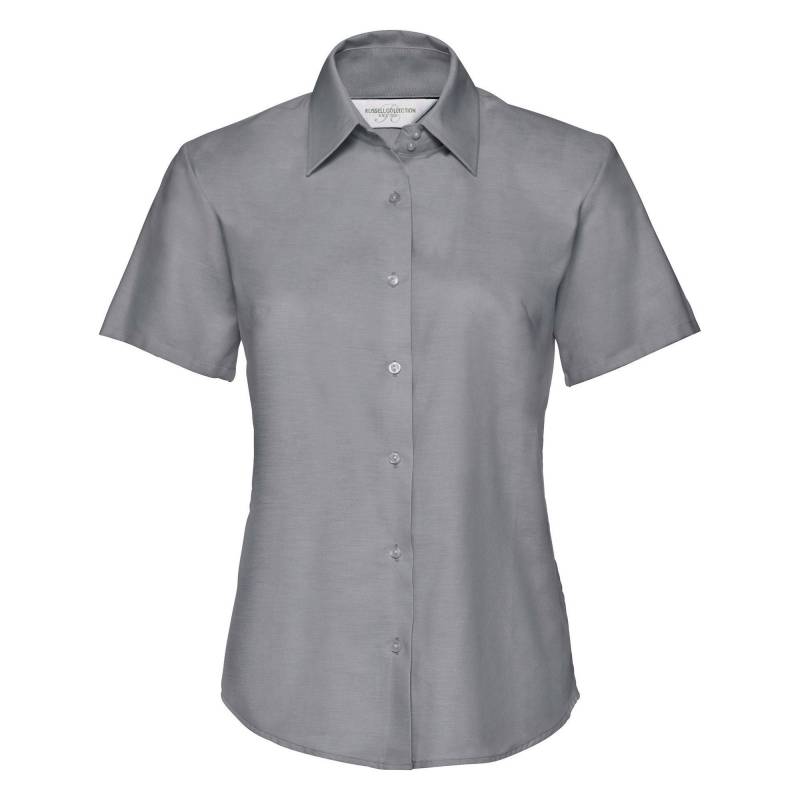 Russell - Collection Easy Care Oxford Bluse, Kurzarm, für Damen, Silber, Größe 3XL von Russell