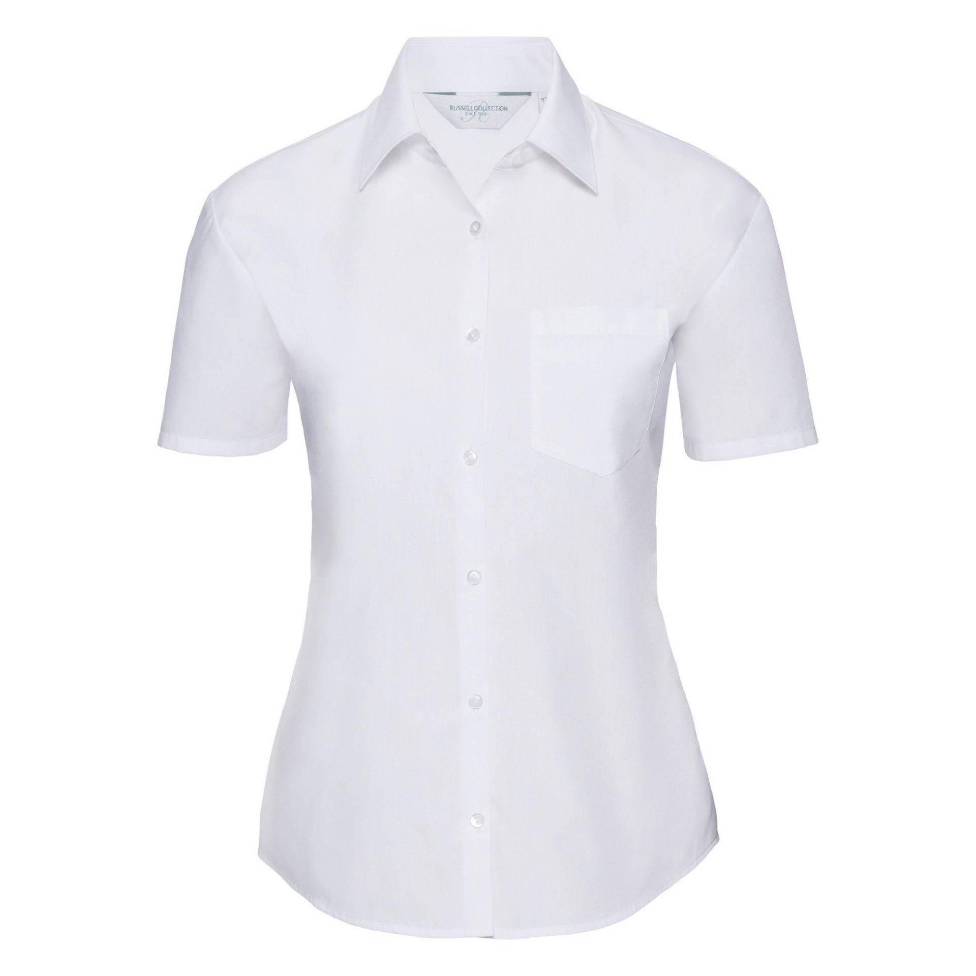 Russell - Collection Poplin Bluse, Kurzarm, pflegeleicht, für Damen, Weiss, Größe 3XL von Russell