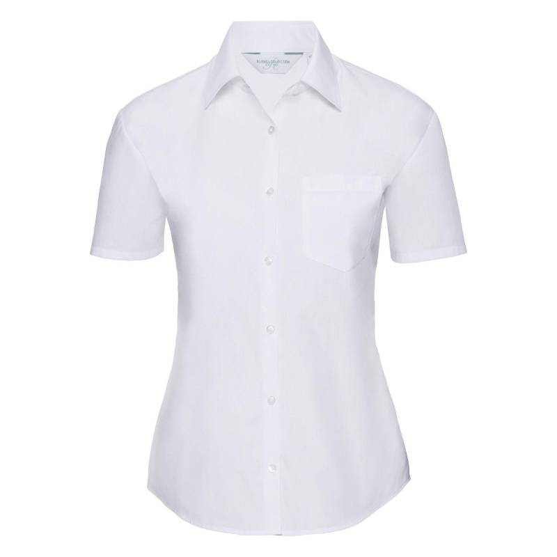 Russell - Collection Poplin Bluse, Kurzarm, pflegeleicht, für Damen, Weiss, Größe 3XL von Russell